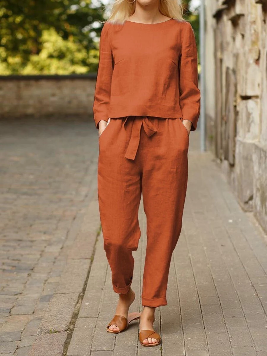 Comfortable Chic Women's Long Sleeve Pant Suit - ModishWorld