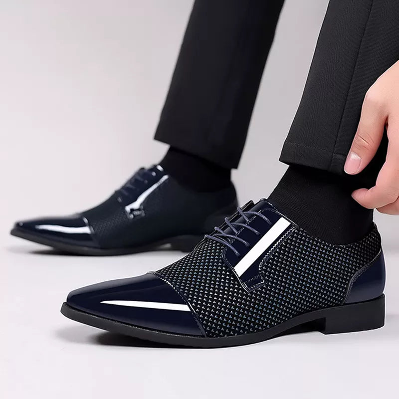 Men's Smart Dress Shoes - Polished Leather Cap Toe