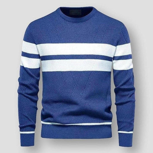 Warm Mens Striped Crew Sweater - Modish World