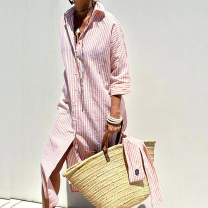 Classic Fit Stripe Work Dress - ModishWorld