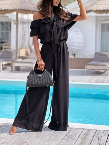 Fashionable Ruffled Waist Jumpsuit for Ladies