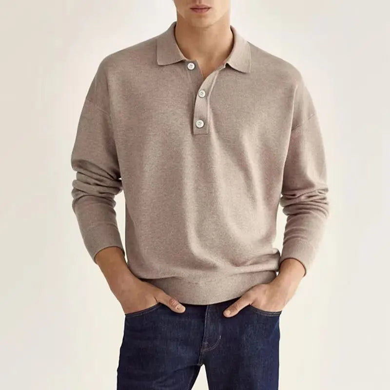 Stylish Casual Mens Long Sleeve Polo Shirt
