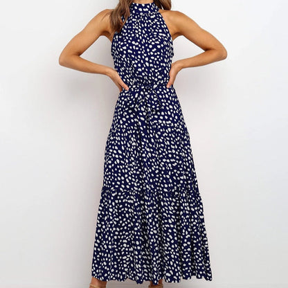 Fashionable Spotted Summer Halter Dress