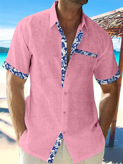 Classic Cotton Shirt with Patterned Details for Men