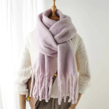 Plush Fringe Trimmed Wool Scarf