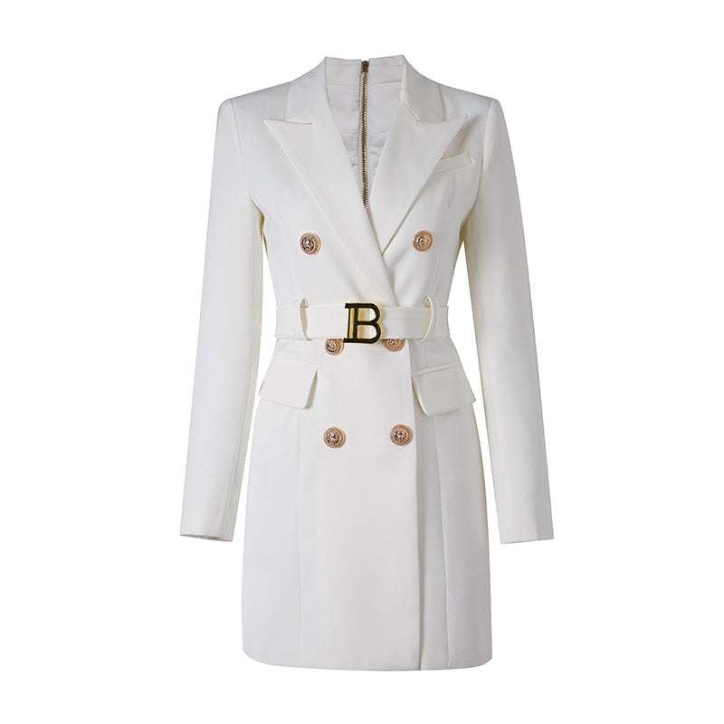 Classic Ladies' Jacket Dress with Metal Buttons - ModishWorld