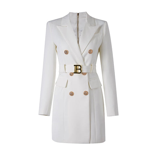 Classic Ladies' Jacket Dress with Metal Buttons - ModishWorld