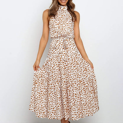 Fashionable Spotted Summer Halter Dress