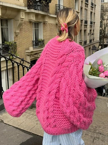 Women's Cozy Long Sweater - Soft Cable Knit Style