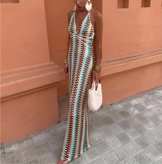 Vibrant Print Flowy Maxi Dress for Women - ModishWorld