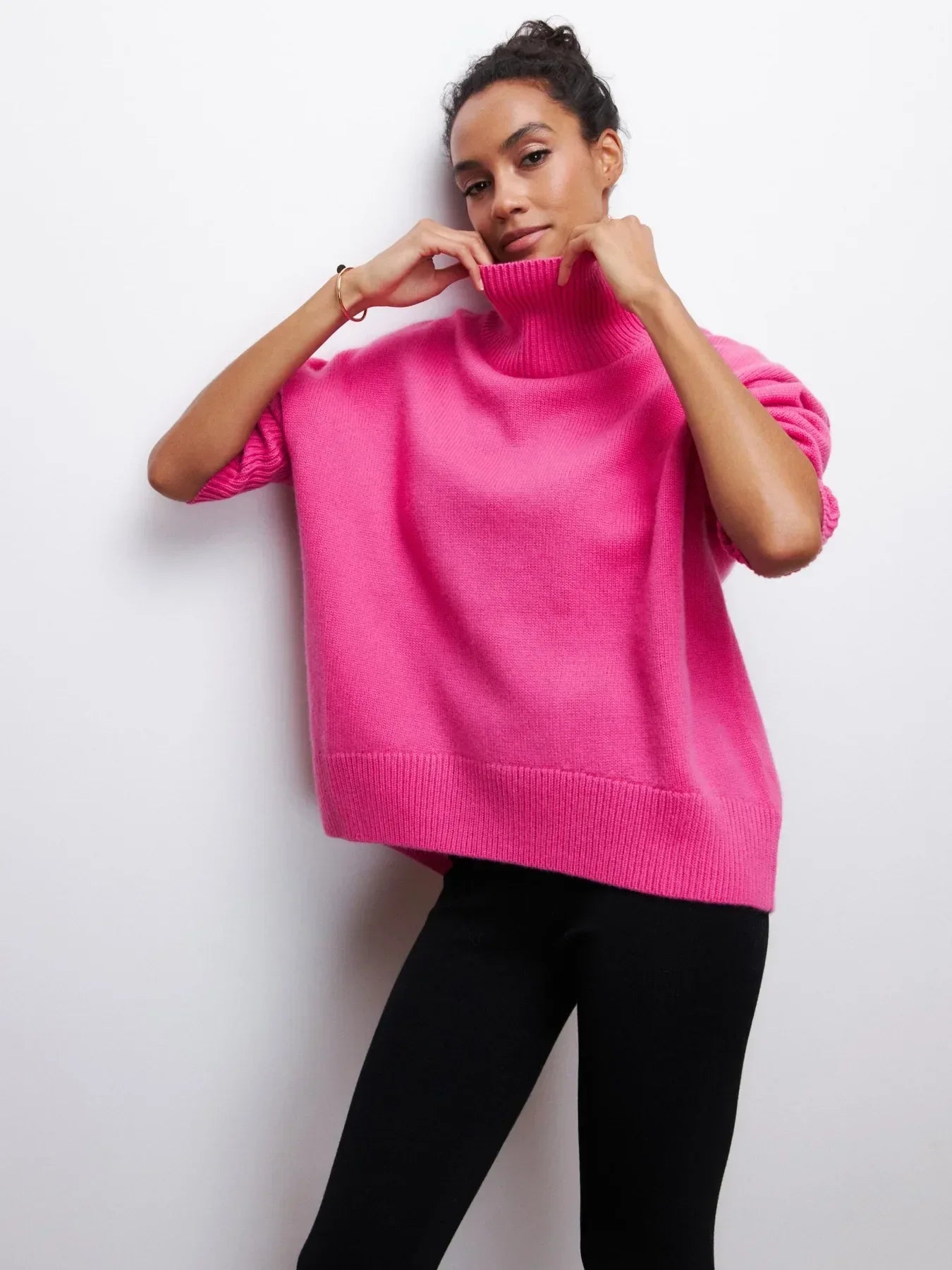 Large Crew Neck Wool Sweater for Ladies