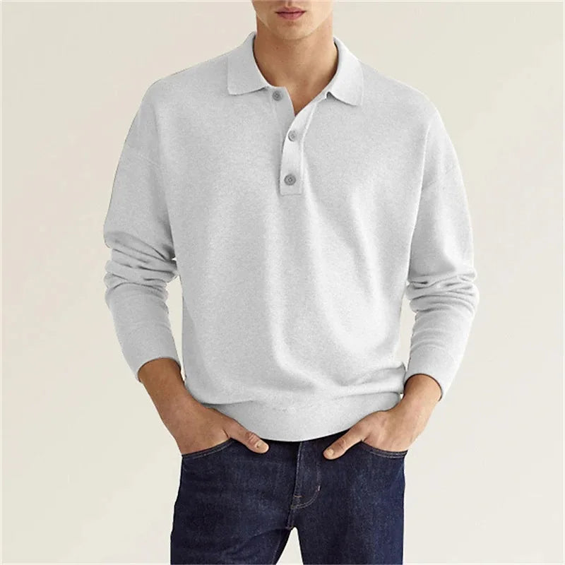 Stylish Casual Mens Long Sleeve Polo Shirt - ModishWorld