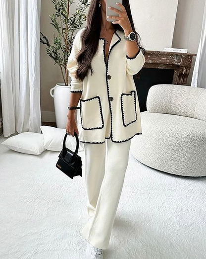 Classic 2 Piece Ladies Suit with Contrasting Details - ModishWorld
