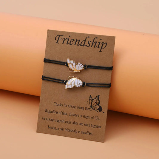 Adjustable Friendship Bracelets with Inspirational Bronze Charm - Butterfly Design
 - ModishWorld