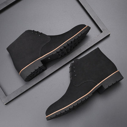 Men's Leather Low Heel Ankle Boots - ModishWorld