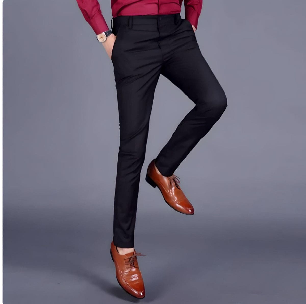 Men's Streamlined Flat Front Dress Pants - ModishWorld