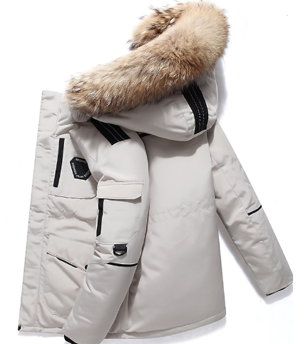 Warm Mens Parka Coat with Faux Fur Hood - ModishWorld