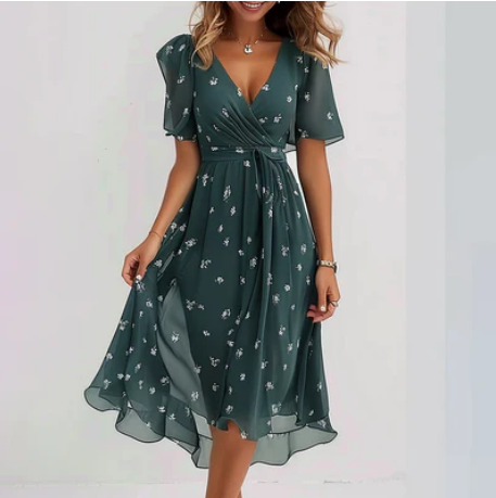 Beautiful Floral Print Mid Length Dress for Ladies - ModishWorld