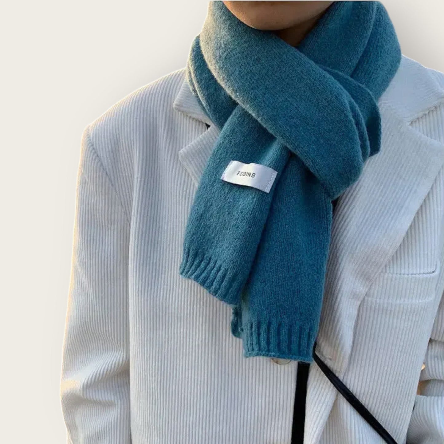Soft Unisex Scarf with Textured Ribbed Trim