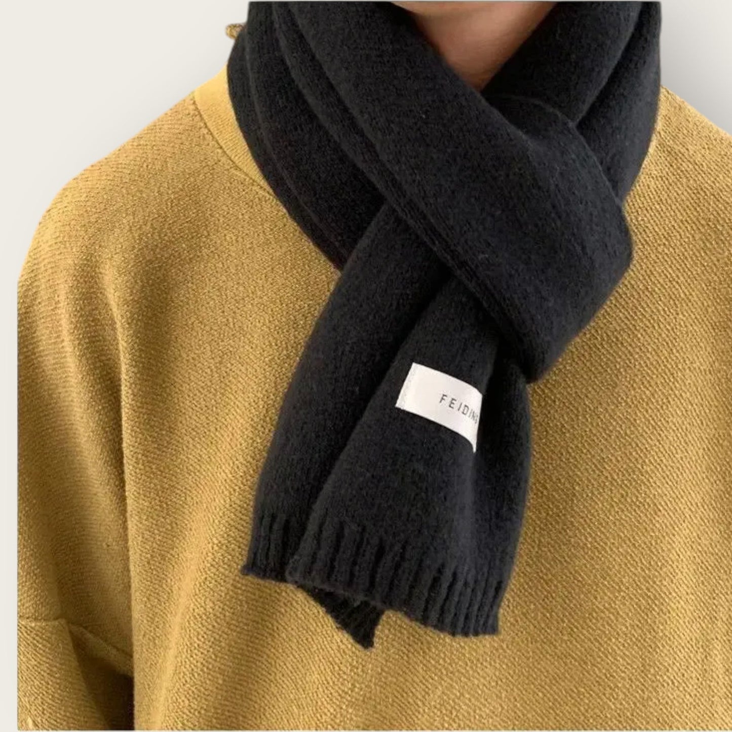 Soft Unisex Scarf with Textured Ribbed Trim