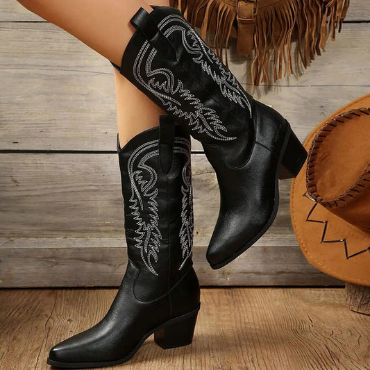 Women's Trendy Western Boots - Low Heel & Comfortable - ModishWorld