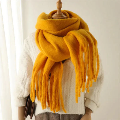 Plush Fringe Trimmed Wool Scarf