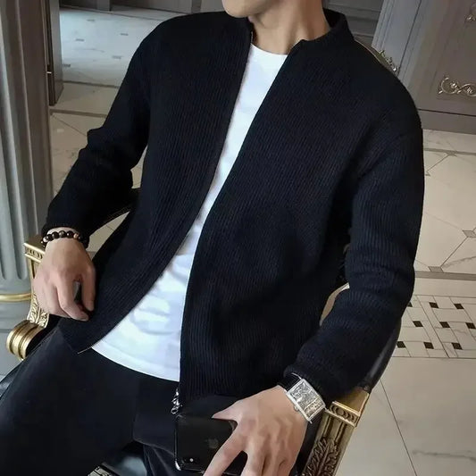 Warm Mens Knit Zipper Sweater - ModishWorld