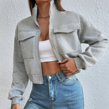 Chic Women's Cropped Zip Front Top