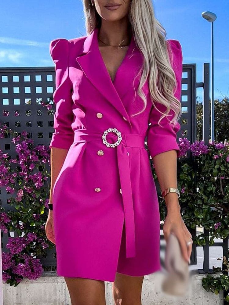 Ladies' Classic Fit Puff Sleeve Blazer Dress