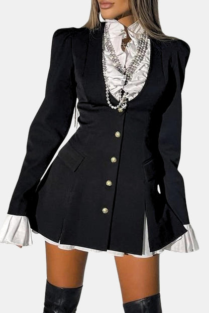 Women's Ruffled Mini Dress with Long Sleeves