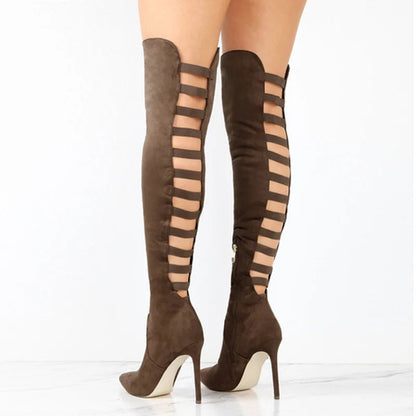 Ladies Tall Strappy Ankle Boots with High Heels