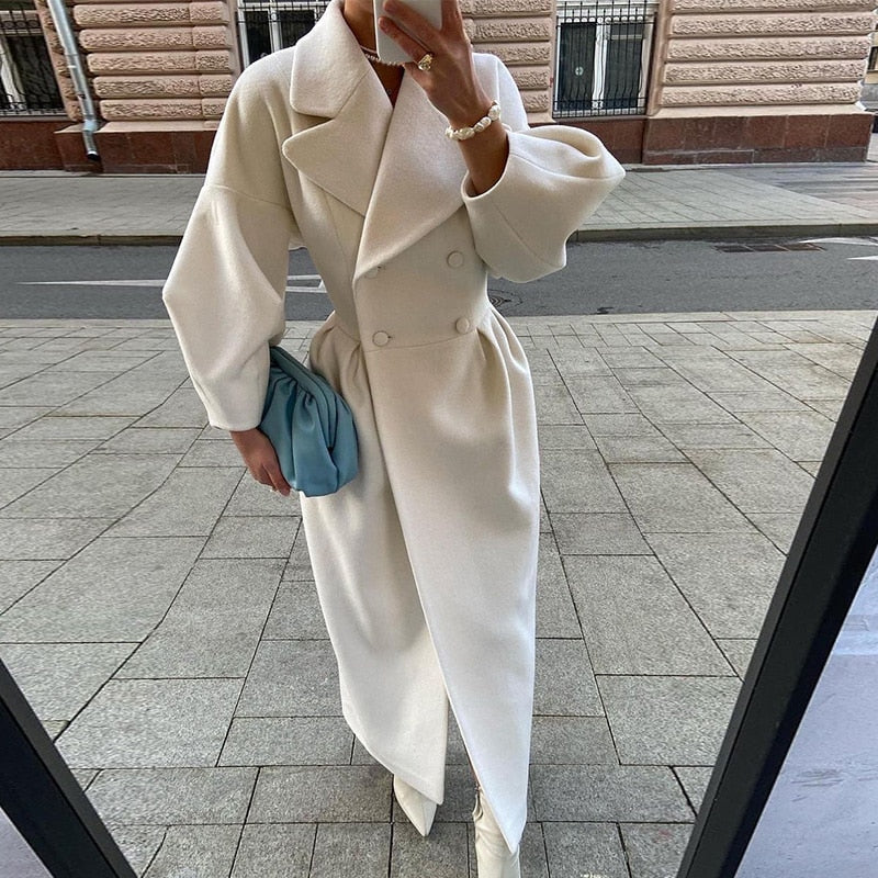 Ladies Classic Overcoat with Broad Lapel
