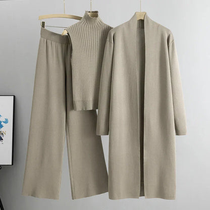 Ladies' 3-Piece Suit - Long Cardigan and Pants - ModishWorld