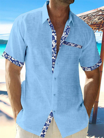 Classic Cotton Shirt with Patterned Details for Men