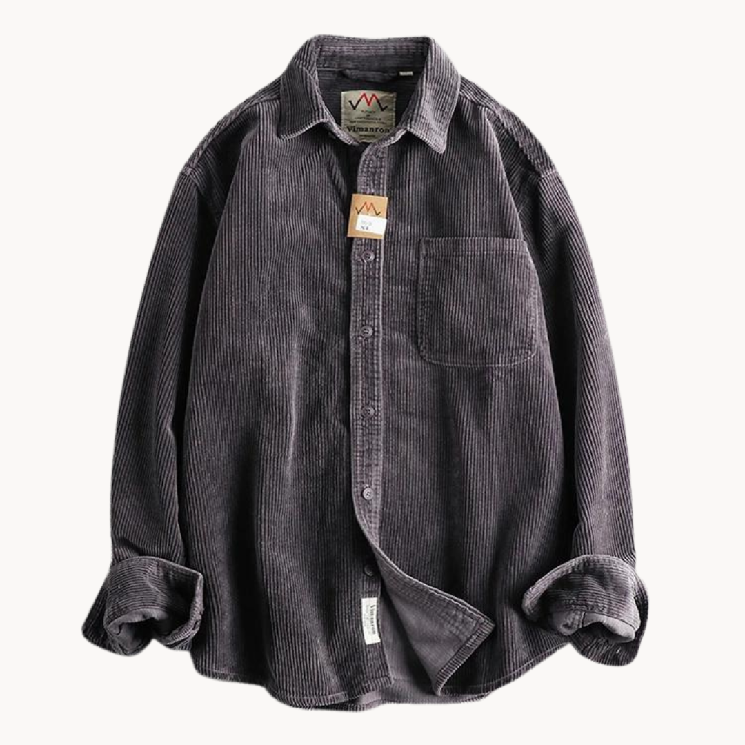 Rugged Cotton Shirt - Simple Collar with Button Front