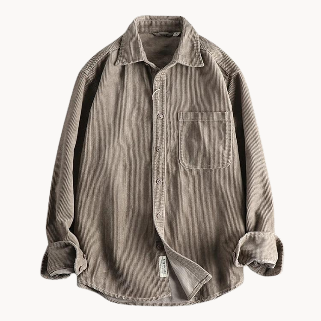 Rugged Cotton Shirt - Simple Collar with Button Front