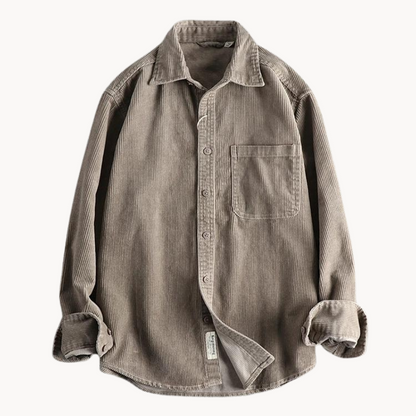 Rugged Cotton Shirt - Simple Collar with Button Front