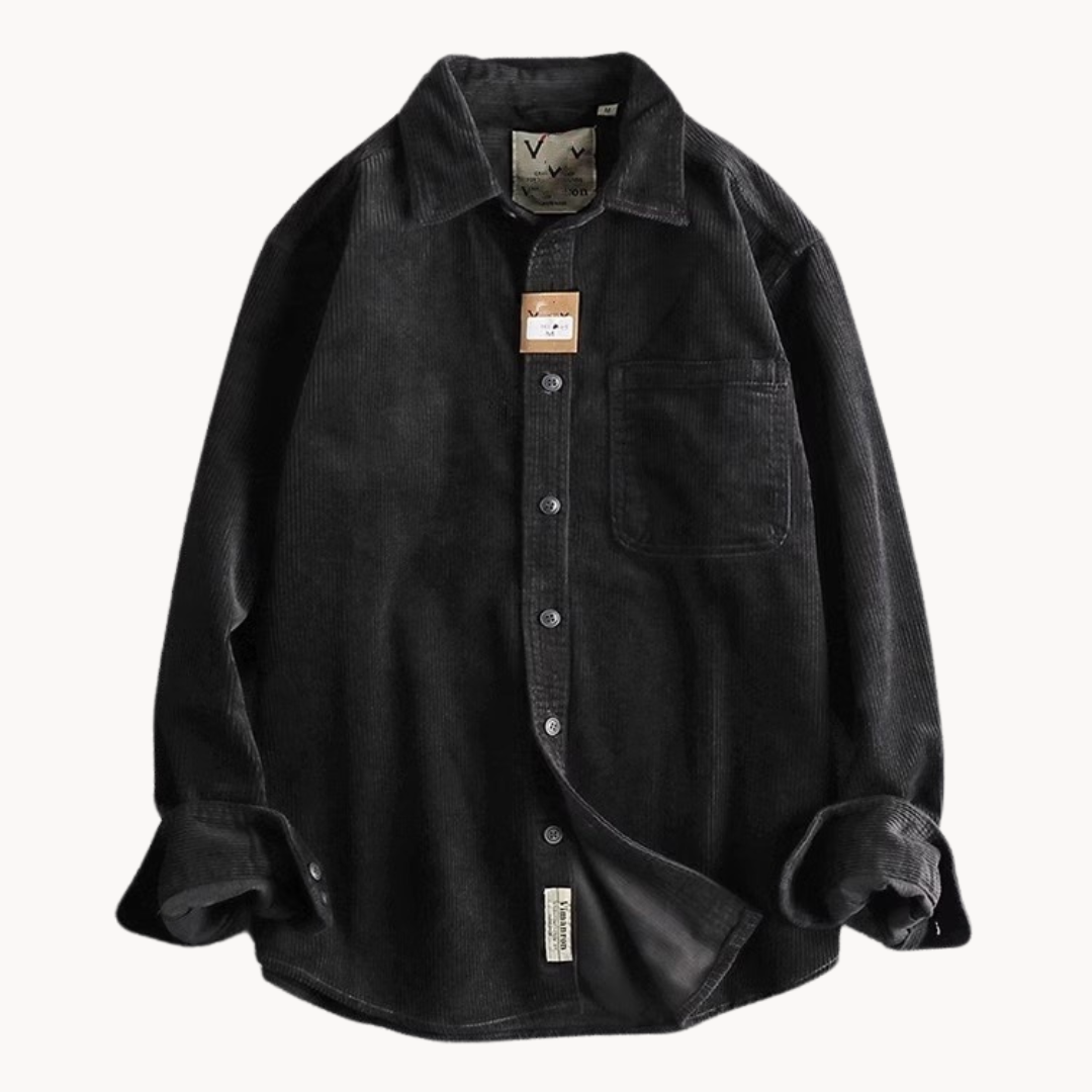 Rugged Cotton Shirt - Simple Collar with Button Front