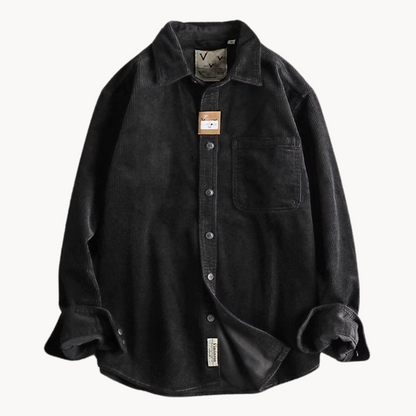 Rugged Cotton Shirt - Simple Collar with Button Front