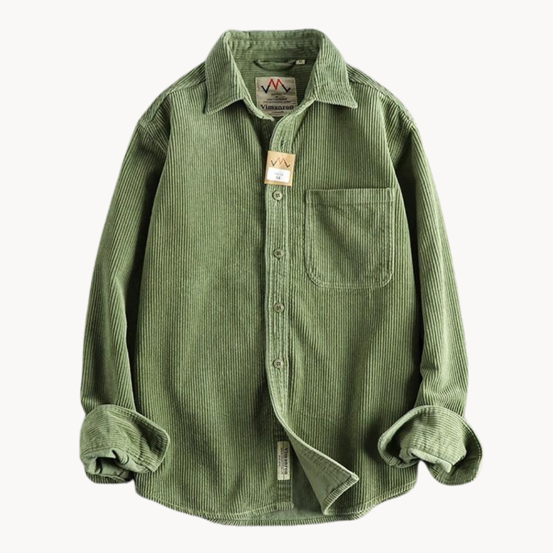 Rugged Cotton Shirt - Simple Collar with Button Front