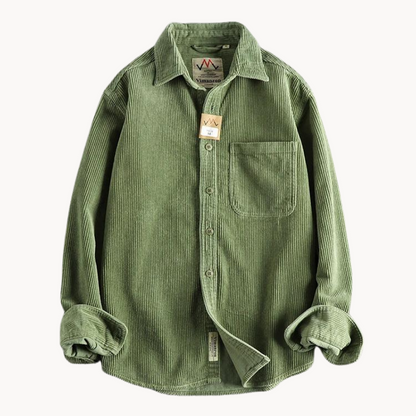Rugged Cotton Shirt - Simple Collar with Button Front