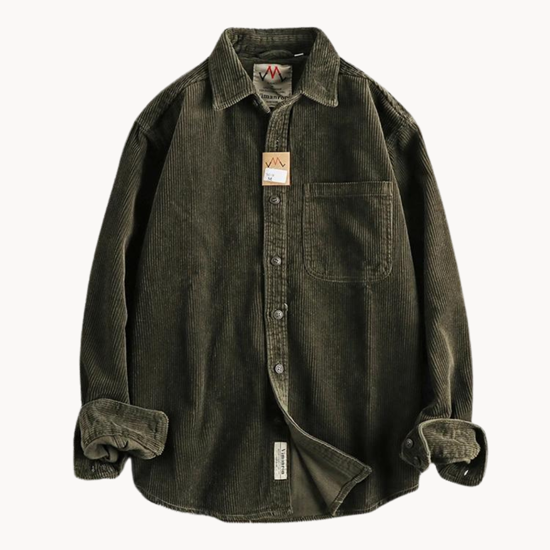 Rugged Cotton Shirt - Simple Collar with Button Front