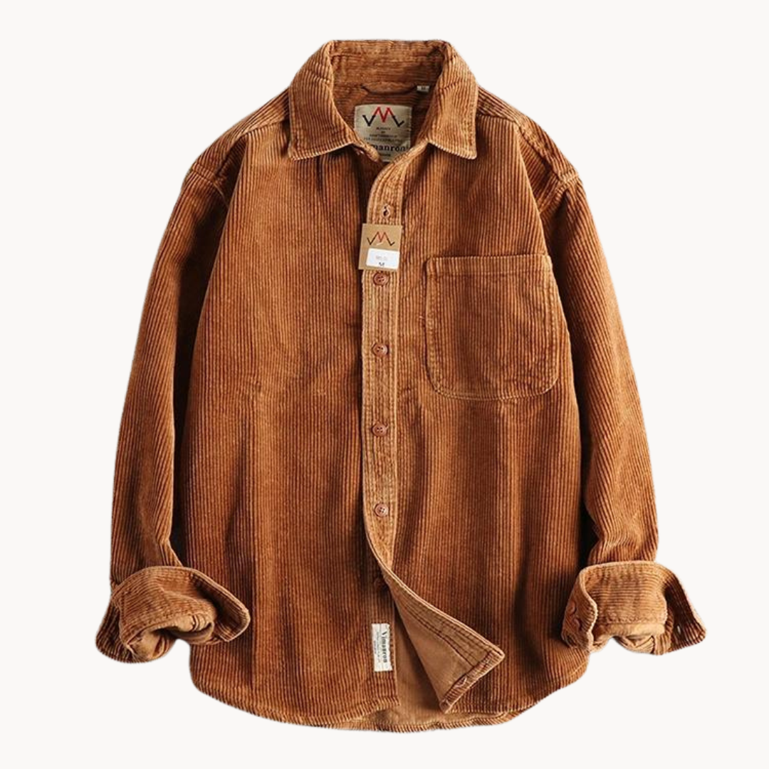 Rugged Cotton Shirt - Simple Collar with Button Front - ModishWorld
