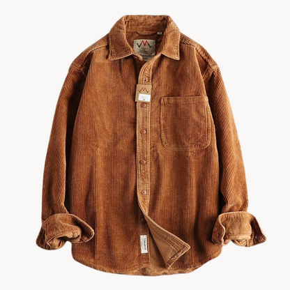 Rugged Cotton Shirt - Simple Collar with Button Front - ModishWorld