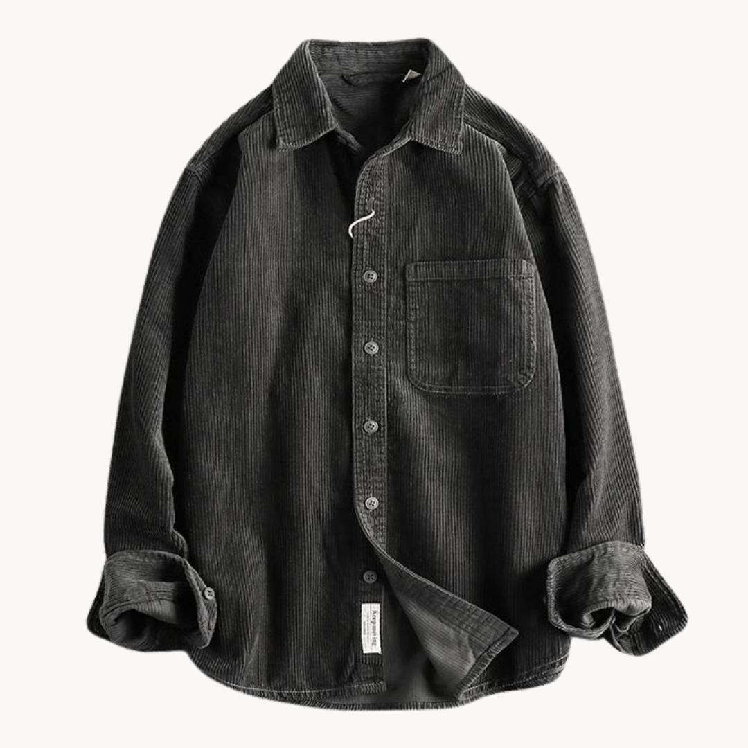 Rugged Cotton Shirt - Simple Collar with Button Front