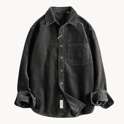 Rugged Cotton Shirt - Simple Collar with Button Front
