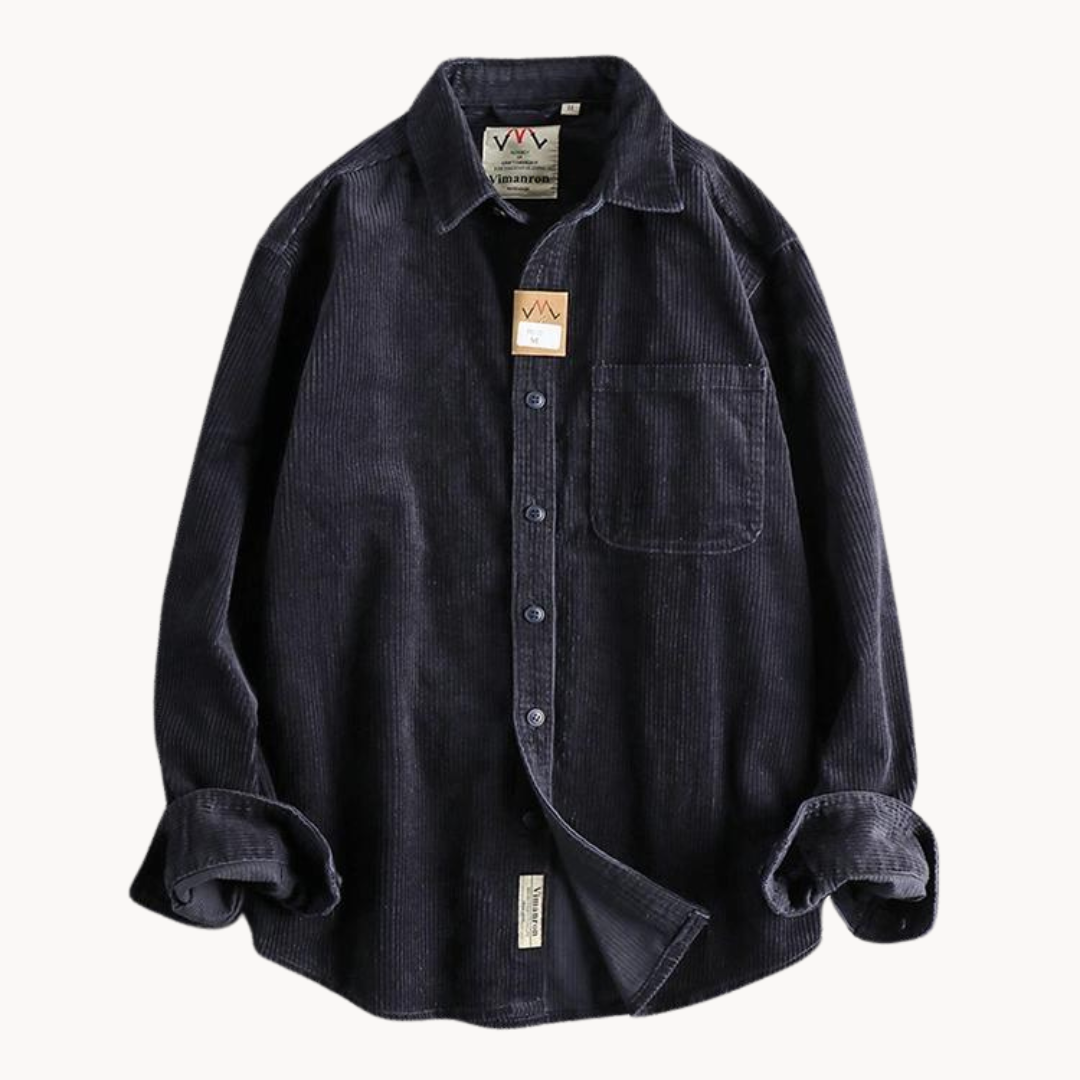 Rugged Cotton Shirt - Simple Collar with Button Front
