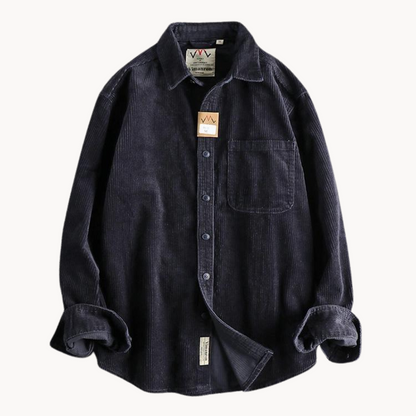 Rugged Cotton Shirt - Simple Collar with Button Front