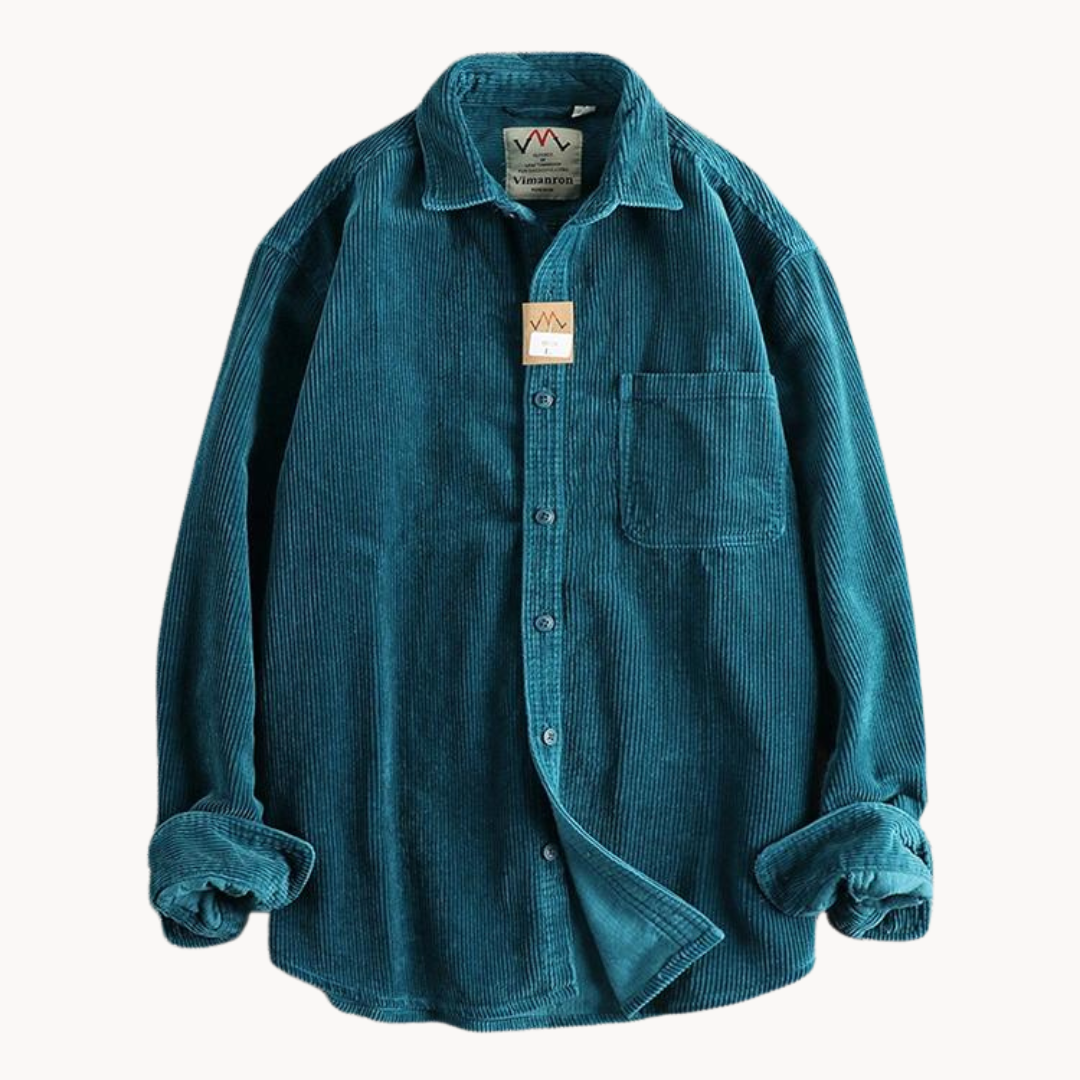 Rugged Cotton Shirt - Simple Collar with Button Front