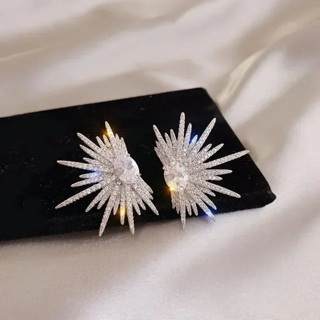 Silver Earrings with Sparkling Zirconium
 - ModishWorld